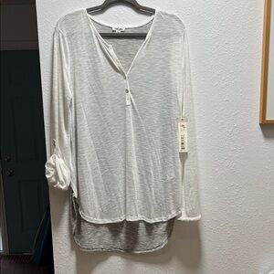 Tribal Jeans White Sheer Button-Down Top